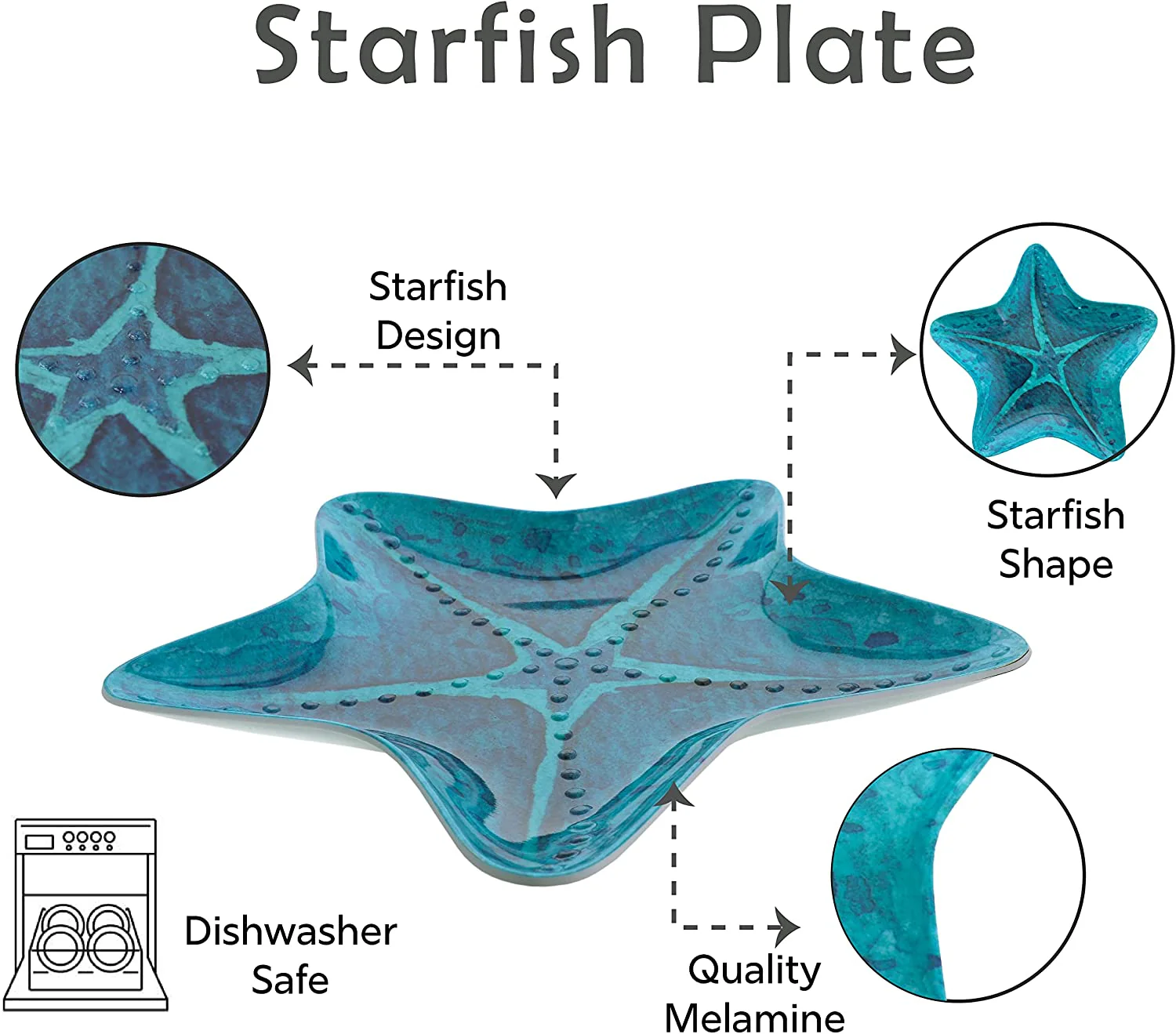 Teal Melamine Starfish Plate - Image 4