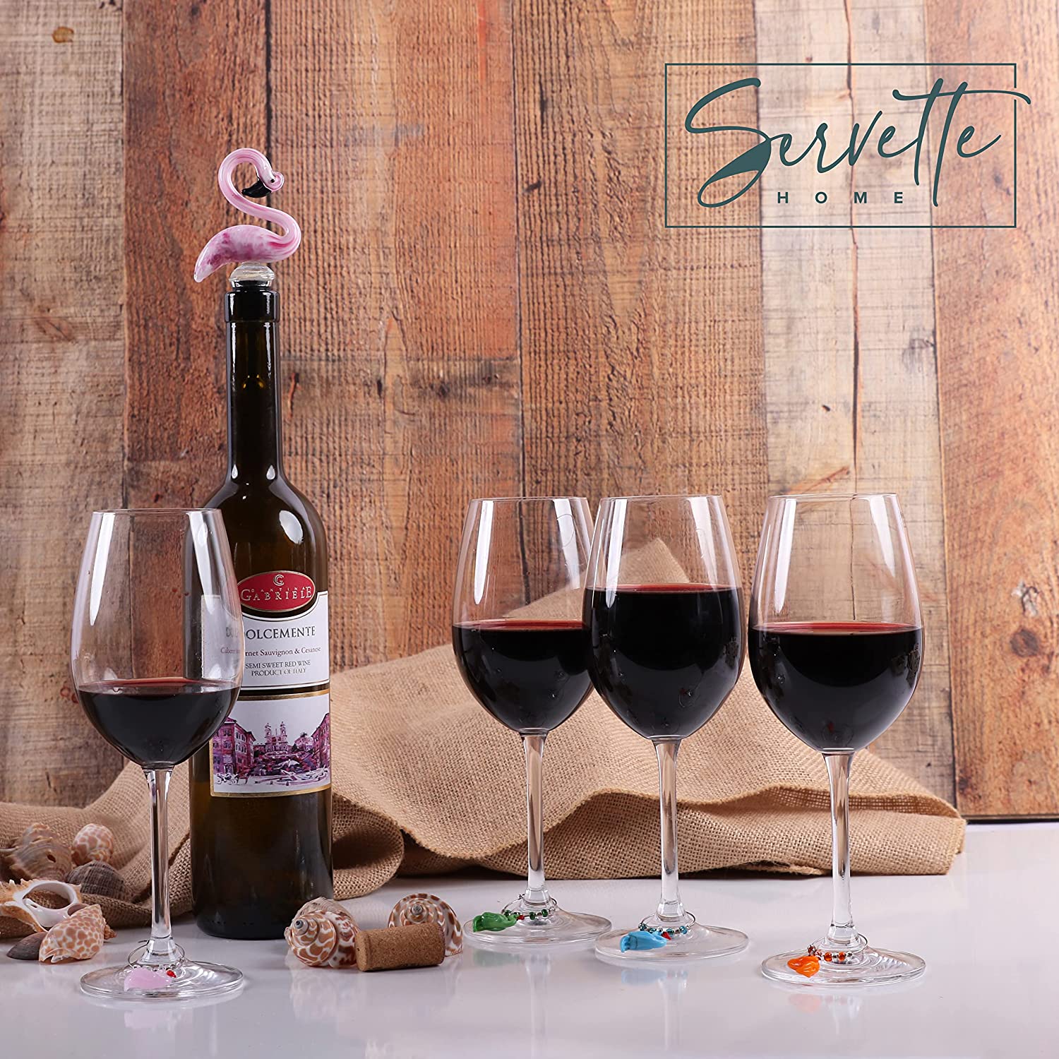 Flamingo Wine Bottle Stopper with Charms - Image 3