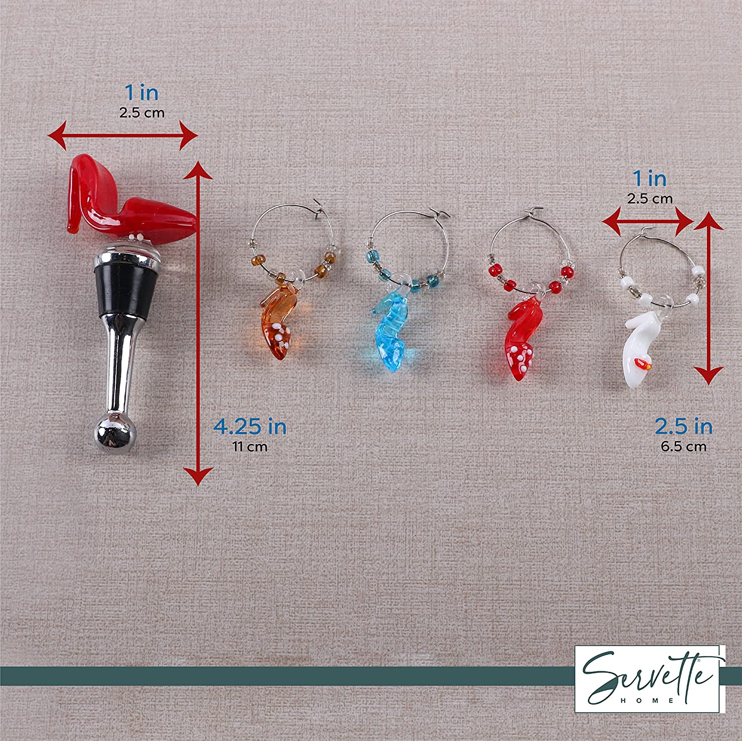 Shoes Wine Bottle Stopper with Charms - Image 5