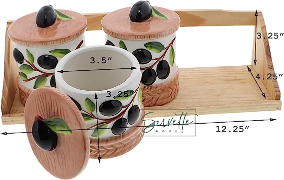 Wooden Stand with Three Ceramic Pots - Image 3